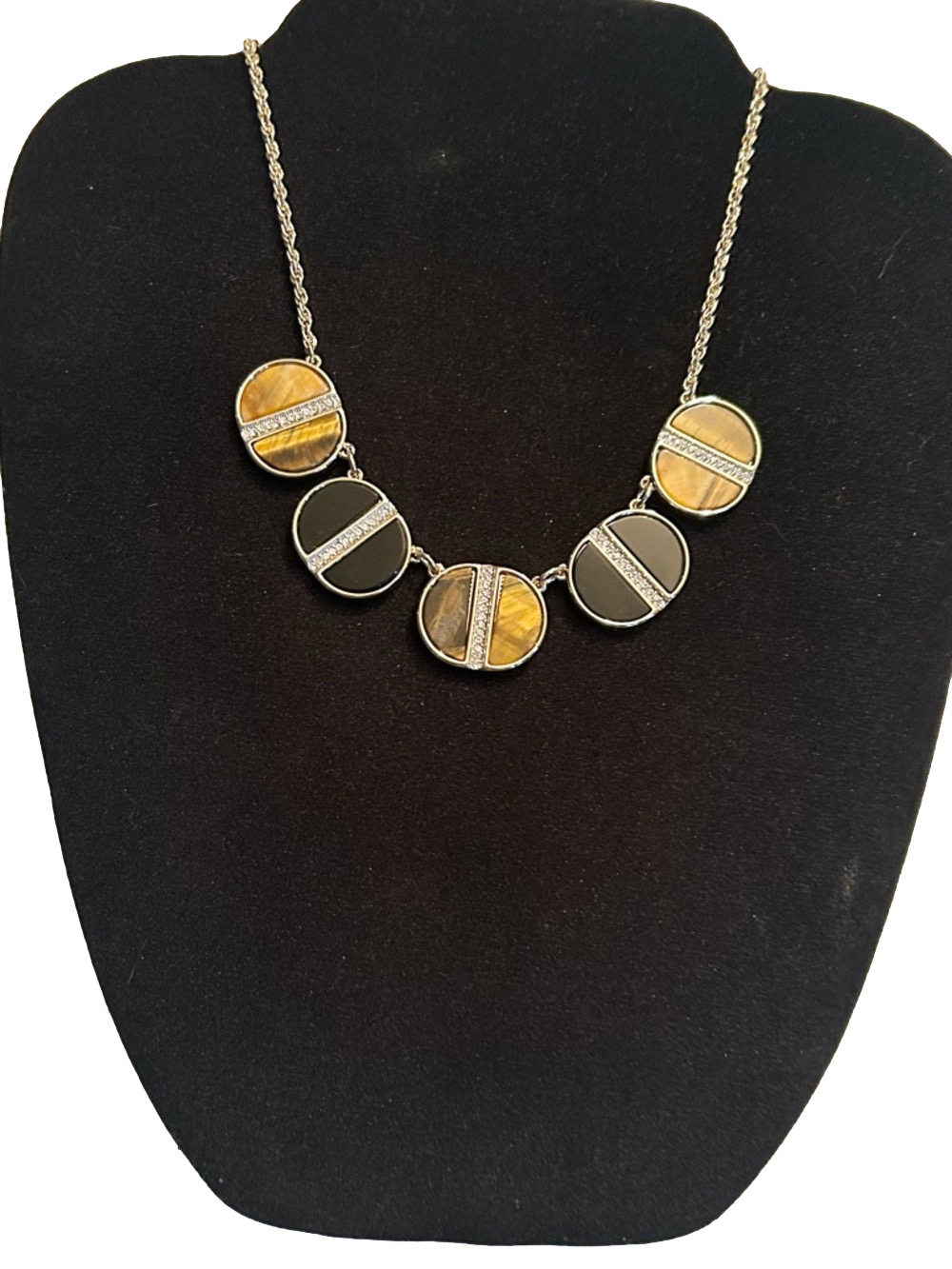 Talbots Brown And Black Round Pendant Necklace 45$